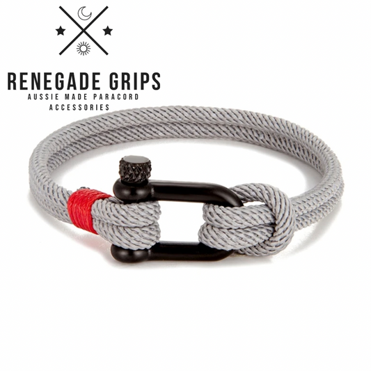 Grey and Red Bracelet with Black Shackle
