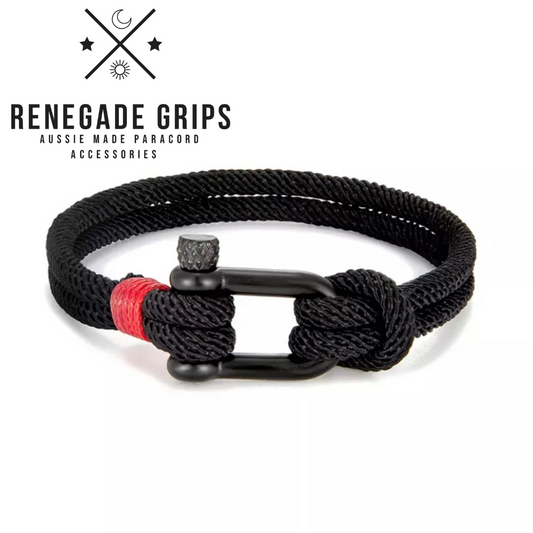 Black and Red Bracelet with Black Shackle